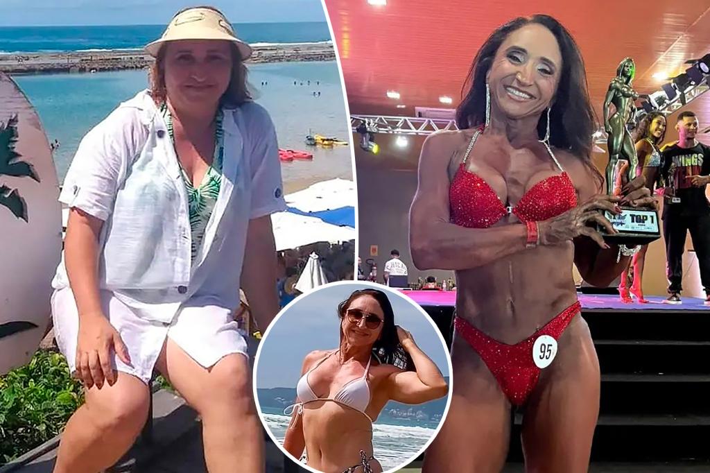 Overweight woman loses 66 pounds to become bodybuilder at age 52